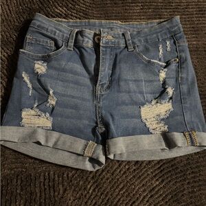Distressed Denim Shorts